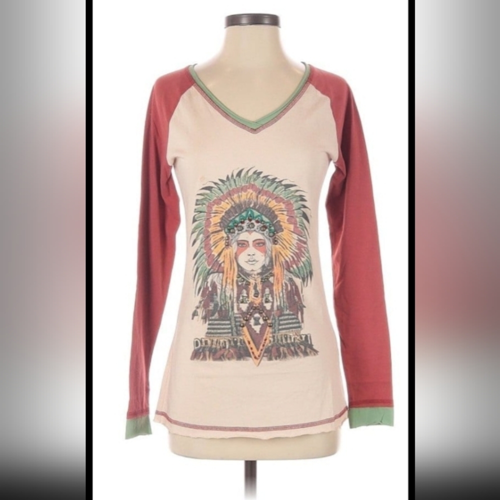Delila Long-sleeve Tribal Graphic Print top